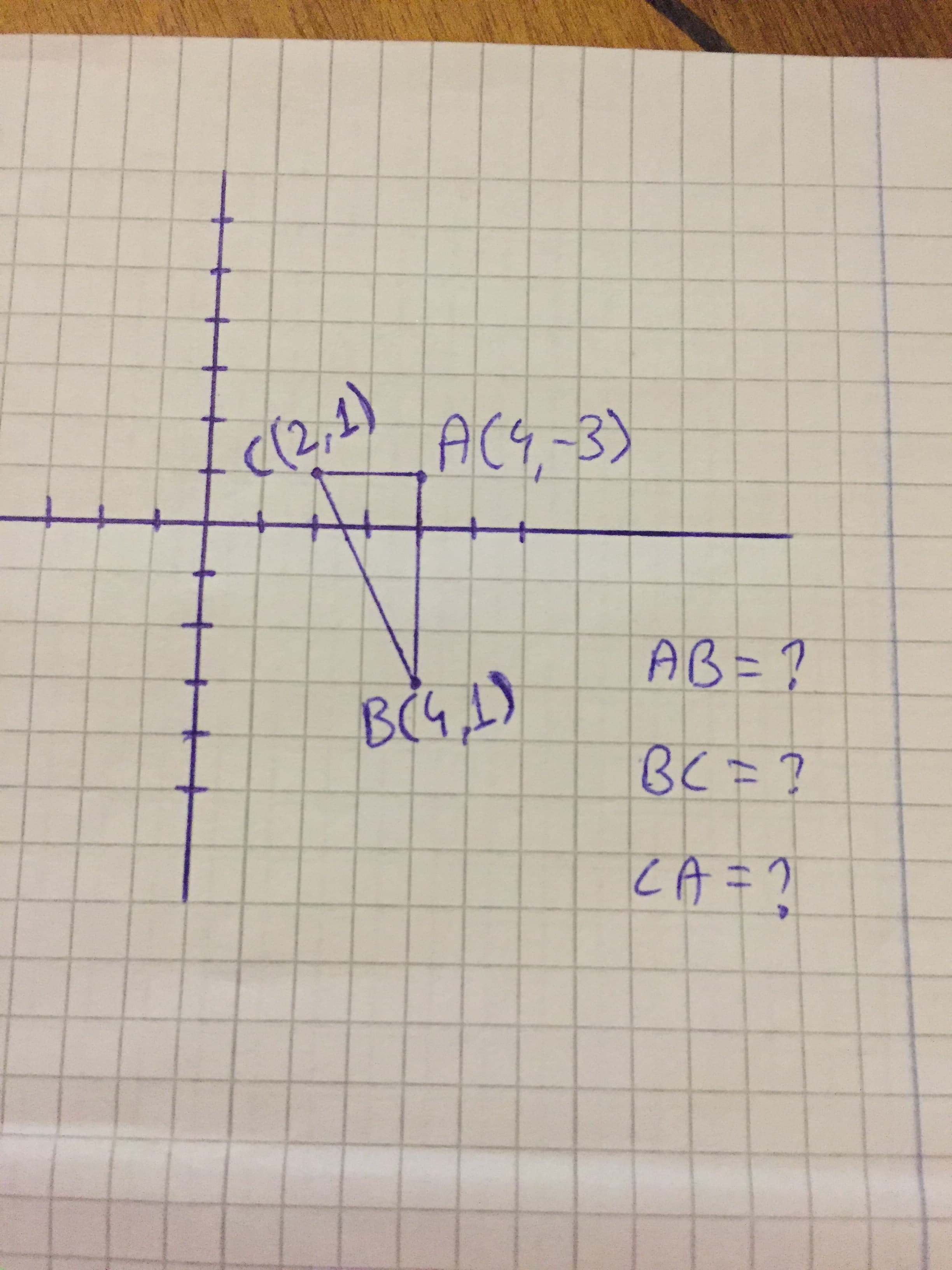 ((2,1)
ACG,-3)
AB=?
BO
BC =?
CA=?
