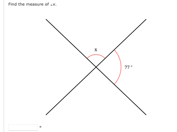 Find the measure of 2x.
77°
