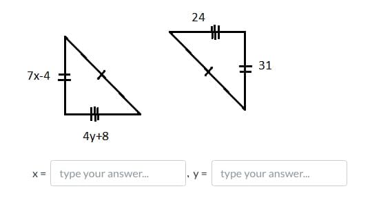 24
%23
31
7x-4
4y+8
X =
type your answer..
y = type your answer..
%23
