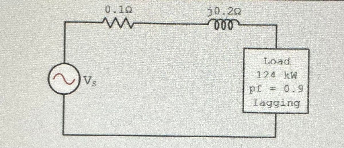 0.10
j0.20
Load
124 kW
Vs
pf = 0.9
lagging
