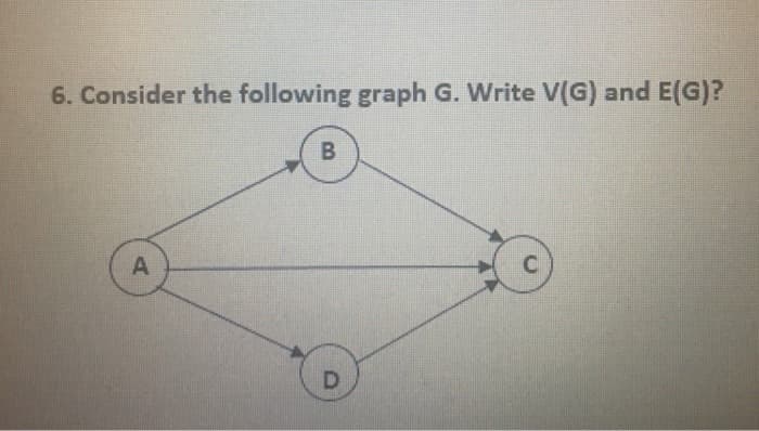 6. Consider the following graph G. Write V(G) and E(G)?
C.
D.
