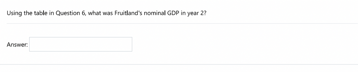 Using the table in Question 6, what was Fruitland's nominal GDP in year 2?
Answer:
