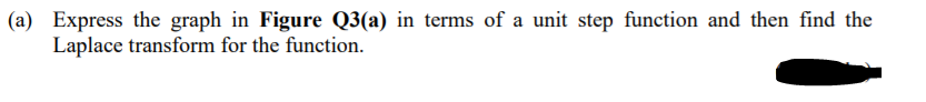 (a) Express the graph in Figure Q3(a) in terms of a unit step function and then find the
Laplace transform for the function.
