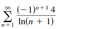 (-1)" +14
In(n + 1)
n=1
