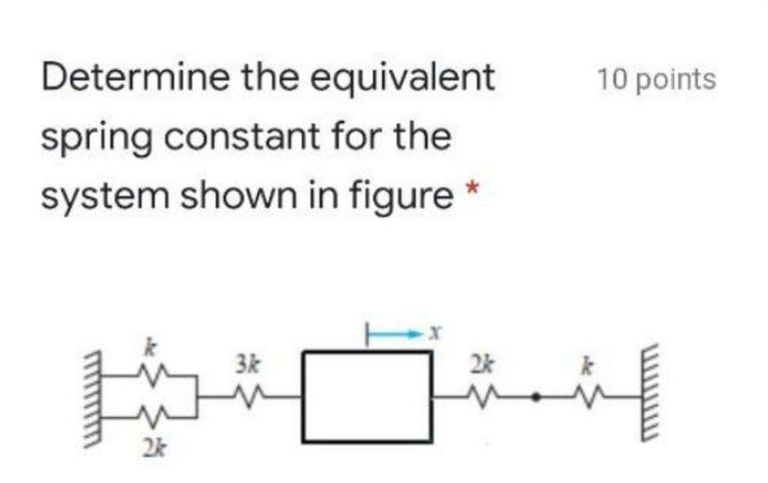 Determine the equivalent
10 points
spring constant for the
system shown in figure *
3k

