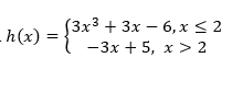 -h(x) =
(3x3 + 3x — 6, х < 2
— Зх + 5, х > 2
