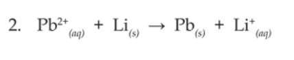 2. Pb2+
(aq)
+ Li
Pb
+ Li*,
(aq)
(s)
