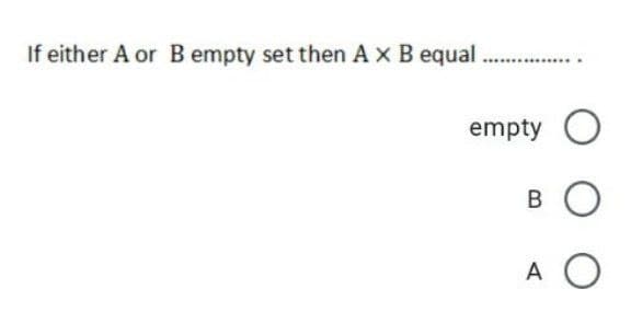 If either A or B empty set then Ax B equal
empty O
A
