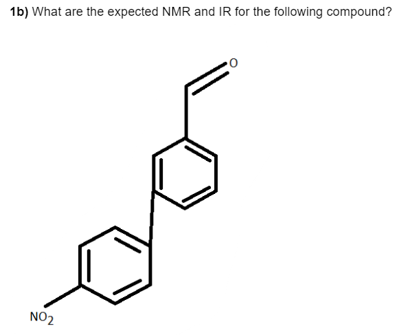1b) What are the expected NMR and IR for the following compound?
NO₂
0