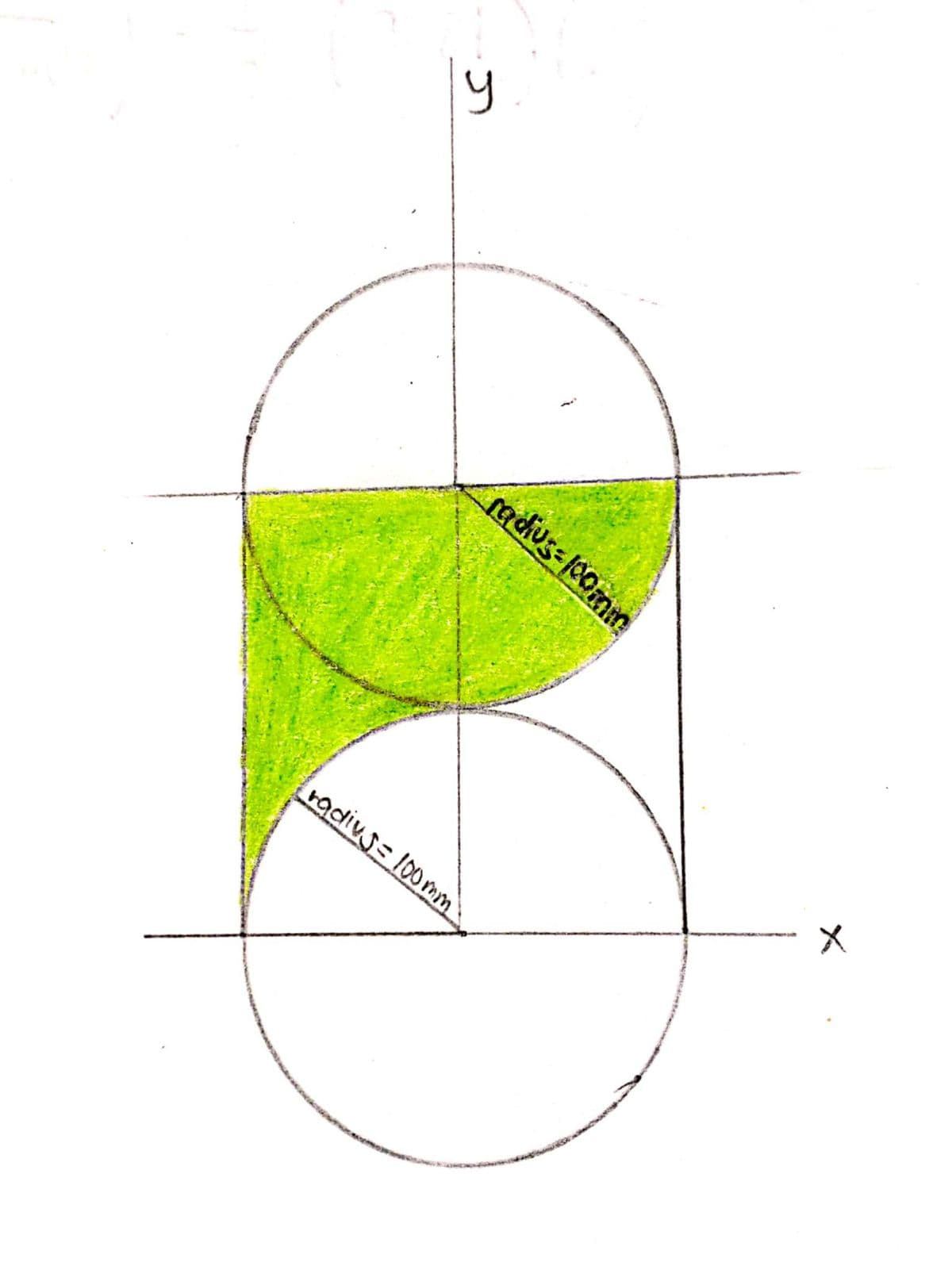 y
radius= 100mm
radius-100mm
X