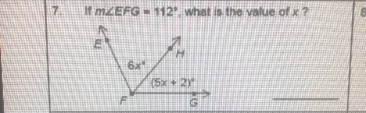 If MZEFG- 112', what is the value of x ?
E
H.
6x
(5x + 2)

