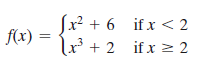 Sx + 6 if x < 2
lr³ + 2 if x 2 2
f(x)
