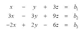 - y + 3:
%3D
3x
3y + 9:
-2x + 2y
6:
b;
