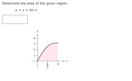 Determine the area of the given region.
y = x + sin x
y
3
2+
en
