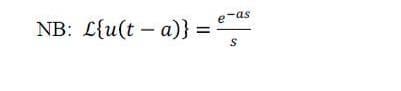 NB: L{u(t – a)} =
e-as
