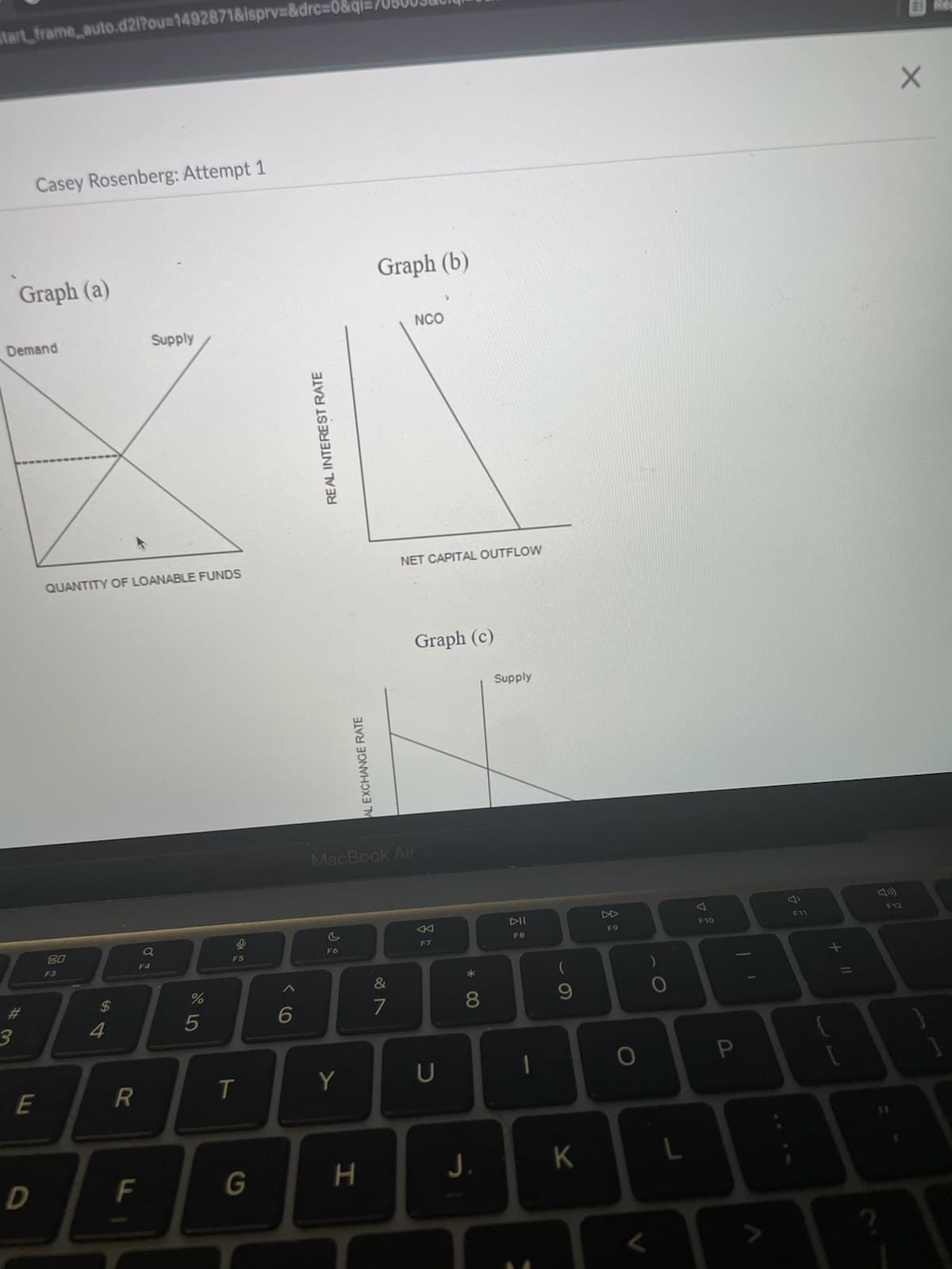 start_frame auto.d21?ou=1492871&isprv=&drc%=0&qi=/
Casey Rosenberg: Attempt 1
Graph (a)
Graph (b)
NCO
Demand
Supply
NET CAPITAL OUTFLOW
QUANTITY OF LOANABLE FUNDS
Graph (c)
Supply
MacBook Air
DII
F12
F10
F11
F9
80
F7
F8
F6
F5
F4
F3
23
24
7
8.
4
Y
U
P
D
G
J.
K
AL EXCHANGE RATE
REAL INTEREST RATE
