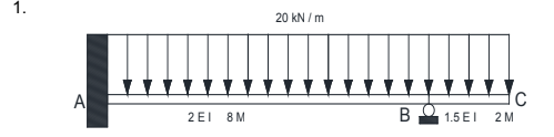 1.
20 kN / m
A
2 EI
8 M
1.5 EI
2M
