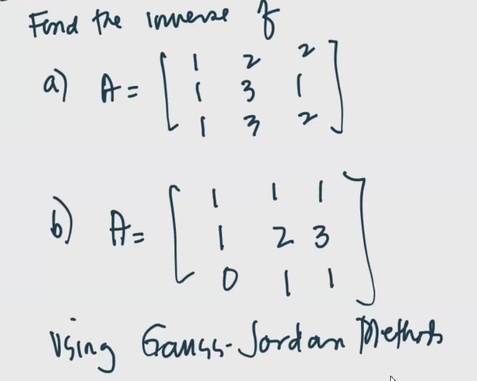 Fond the imnerse ķ
a) A =
3
6) As
Vsing Gamss- Jordan Mrethats
