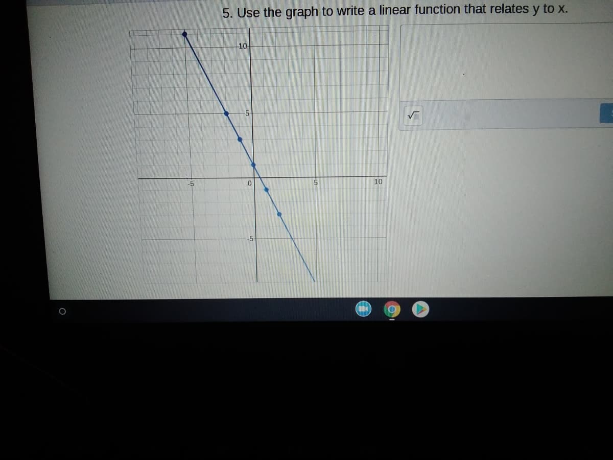 5. Use the graph to write a linear function that relates y to x.
10-
10
