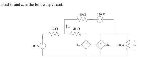 Find v, and i, in the following circuit.
