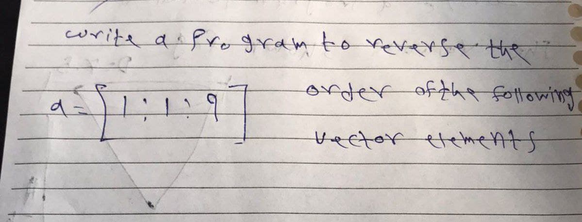 write a Program to reverse the
a=
order of the following
Vector elements