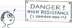 DANGER !
HIGH RESISTANCE
(1 000000 o00-n)
