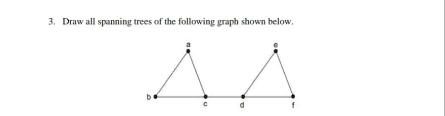 3. Draw all spanning trees of the following graph shown below.
