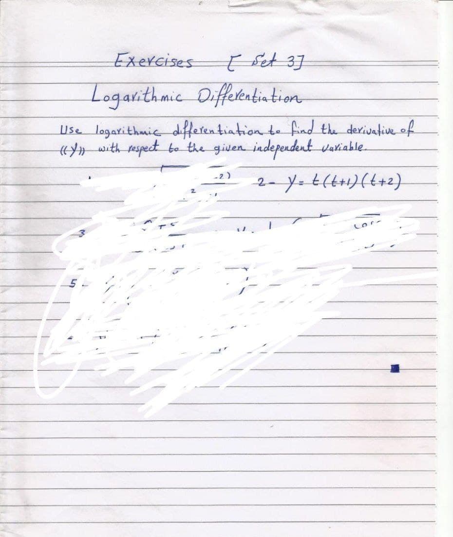 Eset 37
Differentintion
Exercises
Logaithmic
Use logarithmic differentiation te find the dexivative of
Hwith respect bo the given independent variable.
2-
Cor-
