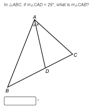 In AABC, if M2CAD = 29°, what is MLCAB?
D
B
