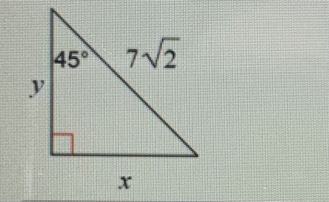 A
45°
7√₂
X