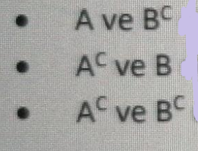 A ve BC
AC ve B
A ve B
