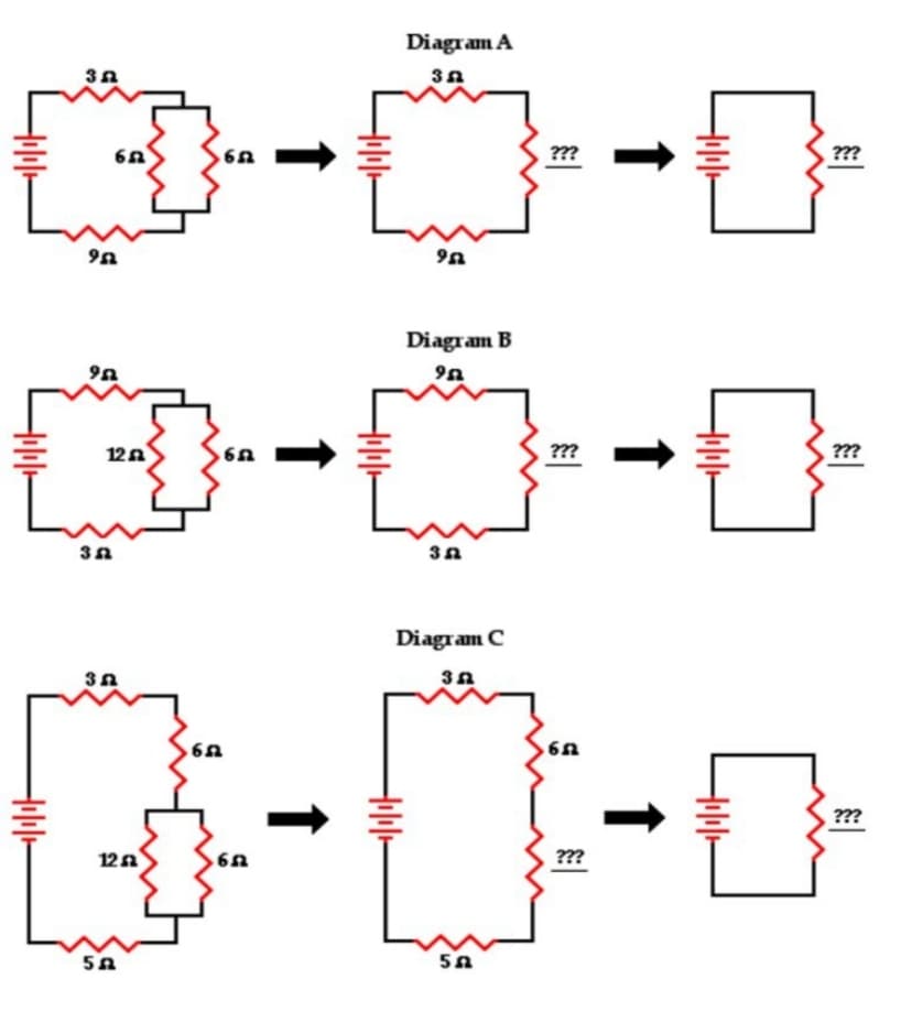 Diagram A
3n
???
???
U9
Diagram B
12A
???
??
U9
3A
Diagram C
???
12n
???
↑
↑
