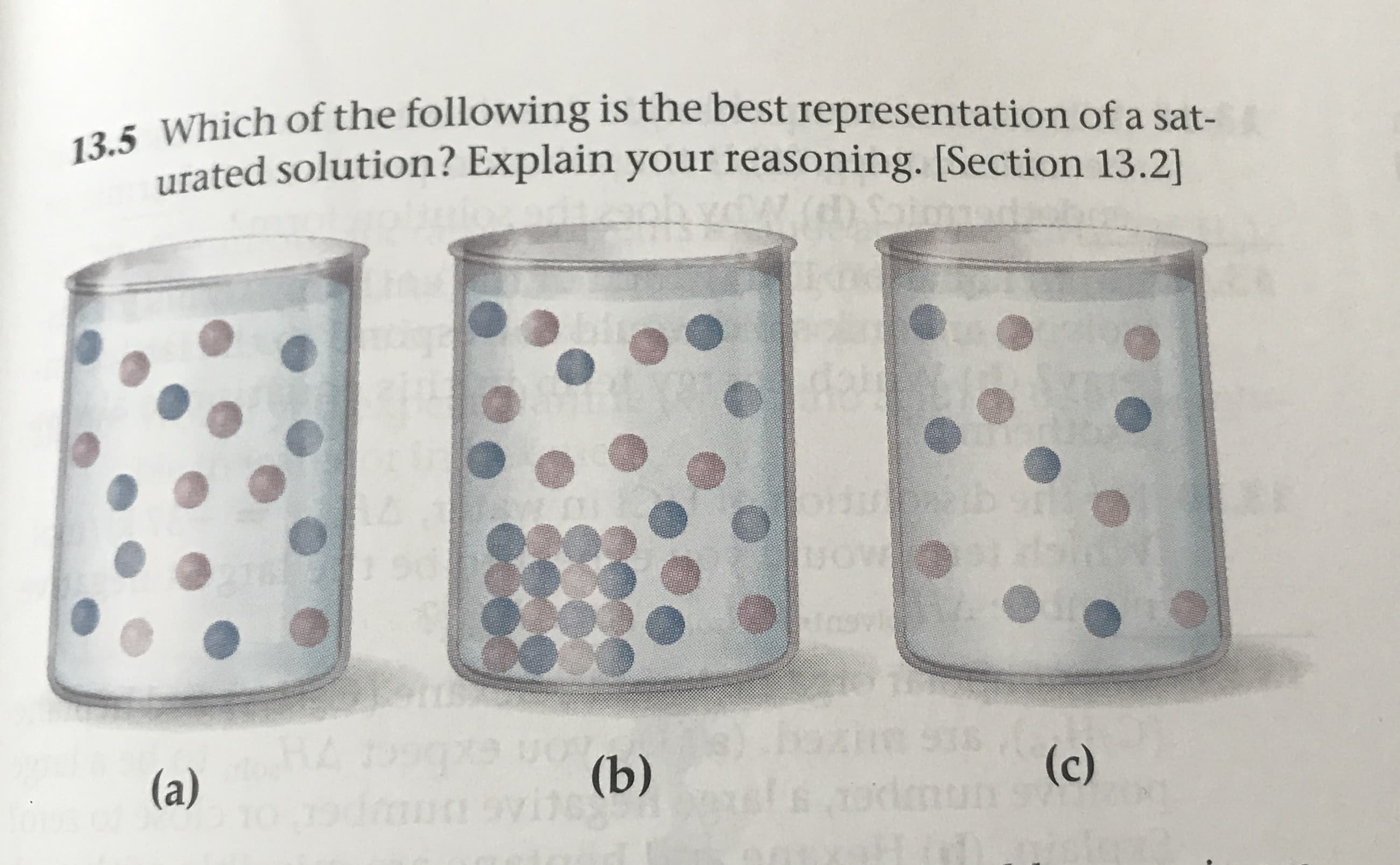 13.5 Which of the following is the best representation of a sat-
urated solution? Explain your reasoning. [Section 13.2
-h yW.
s)
279 VOV
(b)
0:
(c)
ur
938
(a)
RCTAG DOIUD
