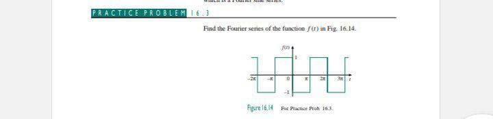 PRACTICE PROBLEM I6.3
Find the Fourier series of the function f(1) in Fig. 16.14.
Figure 16.14 For Practice Proh 16.3.
