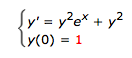 {v' = y?e* + y?
lyco) = 1
У(0) -
