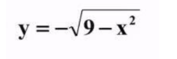 y=-√9-x²