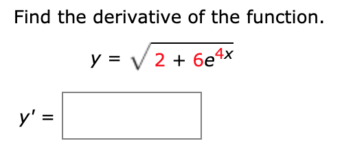 = V 2 + 6e4x
y' =
