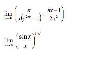 1
lim
+
2x?
x+0
1/x?
sin x
´
lim
