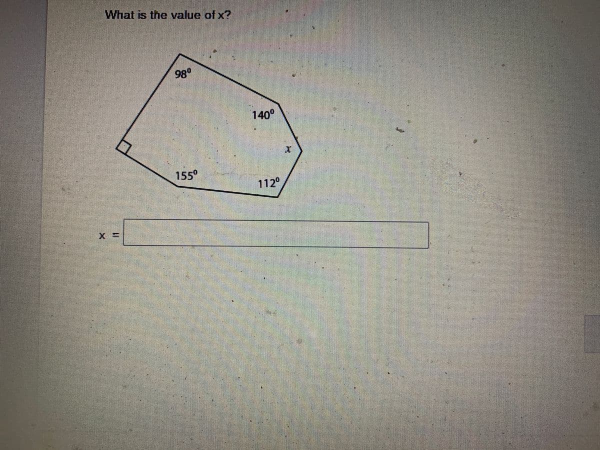 What is the value of x?
140°
155°
112°
三X
