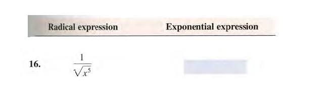 Radical expression
Exponential expression
1
16.
