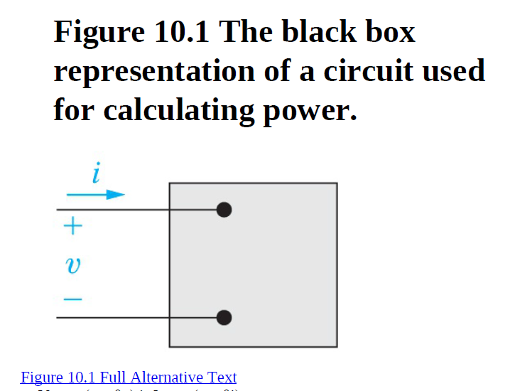 Figure 10.1 The black box
representation of a circuit used
for calculating power.
Figure 10.1 Full Alternative Text
