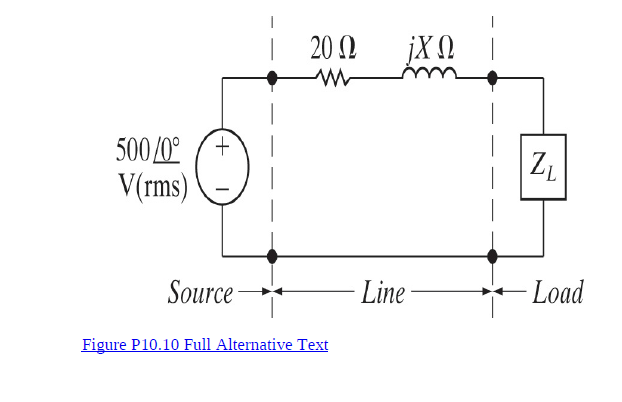 20 0
jXN
500/0°
V(rms)
|Z.
Source -
Line
- Load
Figure P10.10 Full Alternative Text
