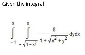 Given the integral
8
dydx
1+ x? + y?
- 1
1-x2
