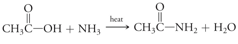 ||
CH3C–NH2 + H2O
heat
CH3C-OH + NH3
