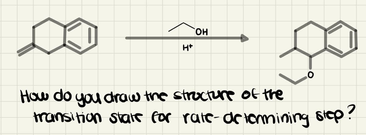 HO,
H+
How do you draw the strucure of the
transition star for rate-donmining siep?
