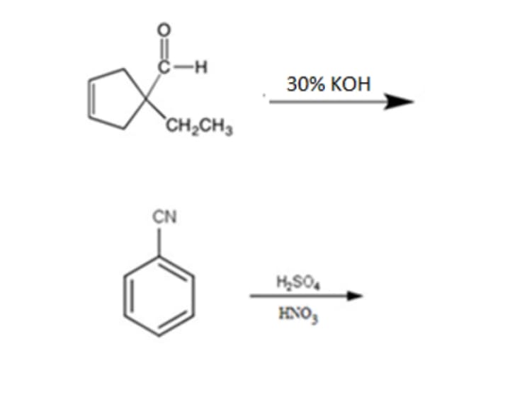 C-H
30% КОН
`CH;CH3
CN
HNO,
