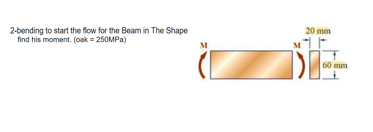 2-bending to start the flow for the Beam in The Shape
find his moment. (oak = 25OMPA)
20 mm
M
60 mm
