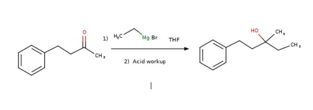 1)
CH,
H₂C
Mg Br
2) Acid workup
1
THF
HO
CH,
CH,