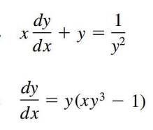 dy
+ y =
dx
dy
y(xy3 – 1)
dx
