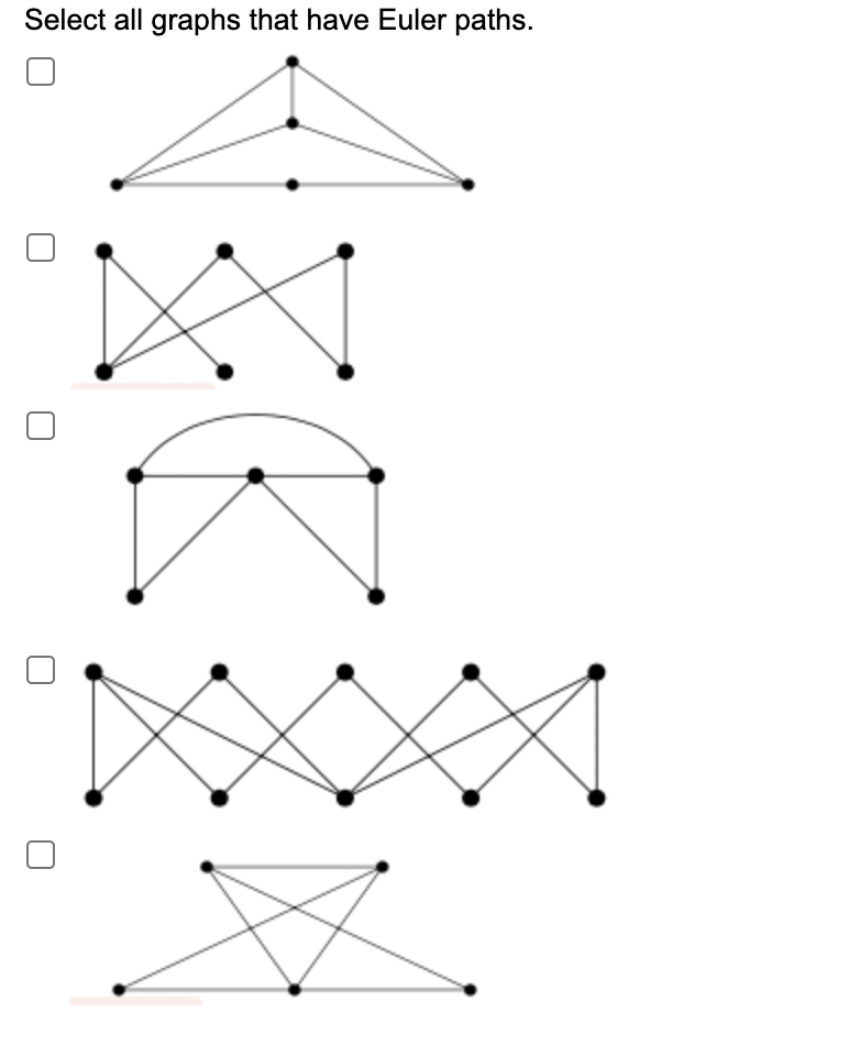 Select all graphs that have Euler paths.